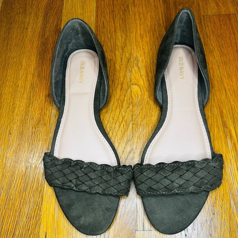 Old Navy Braided D’Orsay Flats | Size 9 | Dark Olive Green